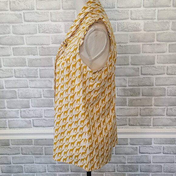Tommy Hilfiger Giraffe Print Ruffle Accent Sleeveless Shirt Women's Med Artsy - Picture 5 of 8